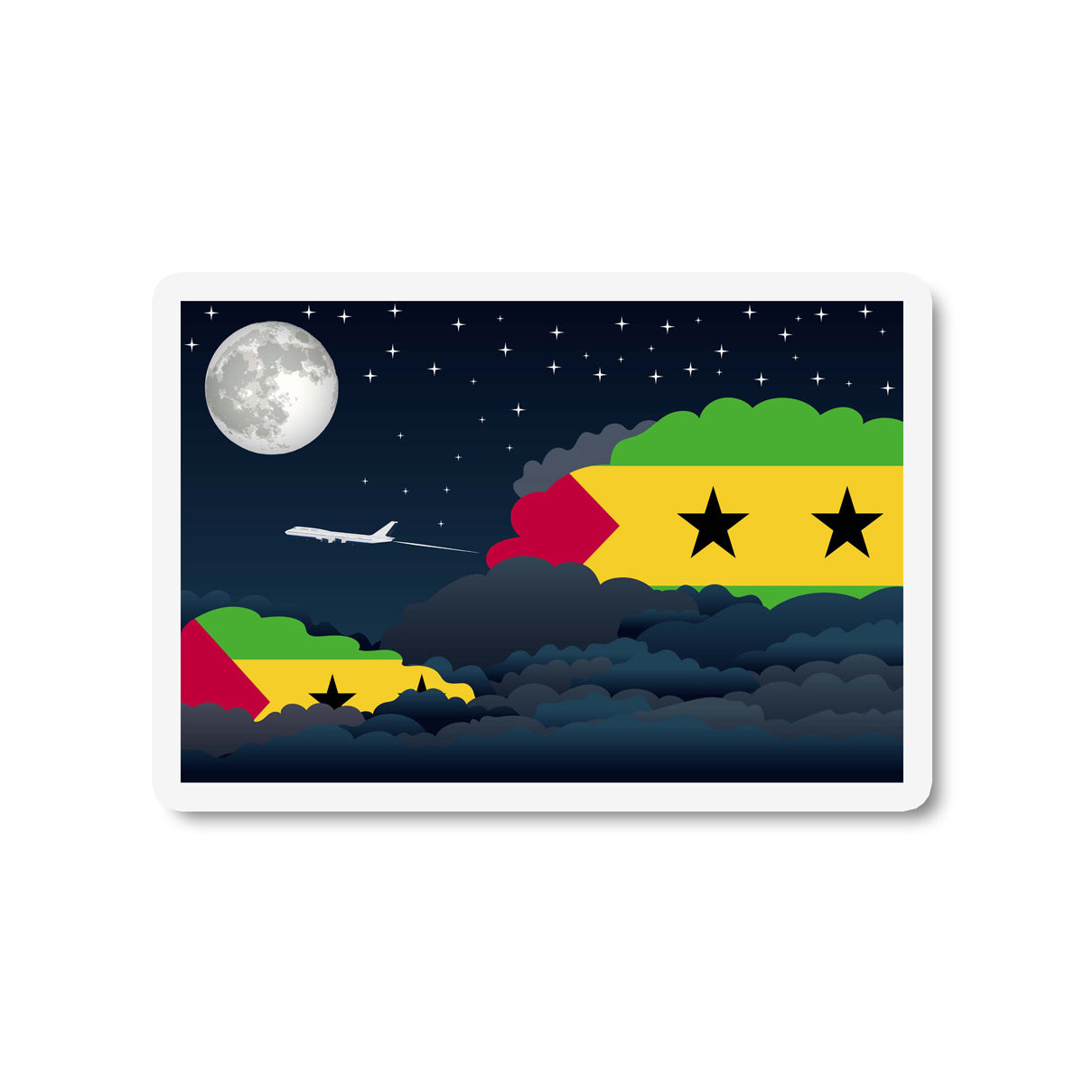 Sao Tome and Principe Flags Night Clouds Sticker