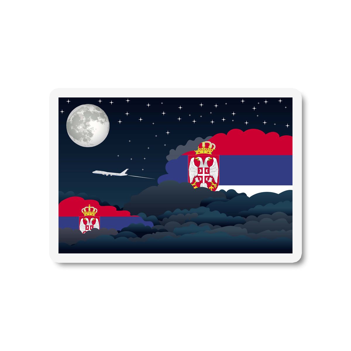 Serbia Flags Night Clouds Sticker