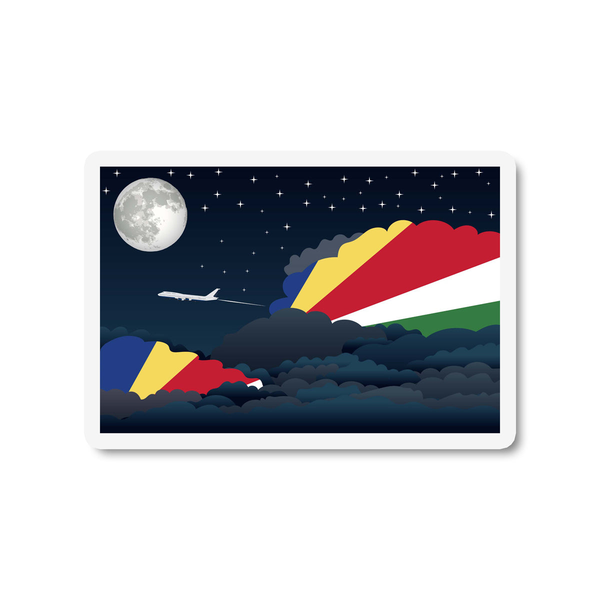 Seychelles Flags Night Clouds Sticker