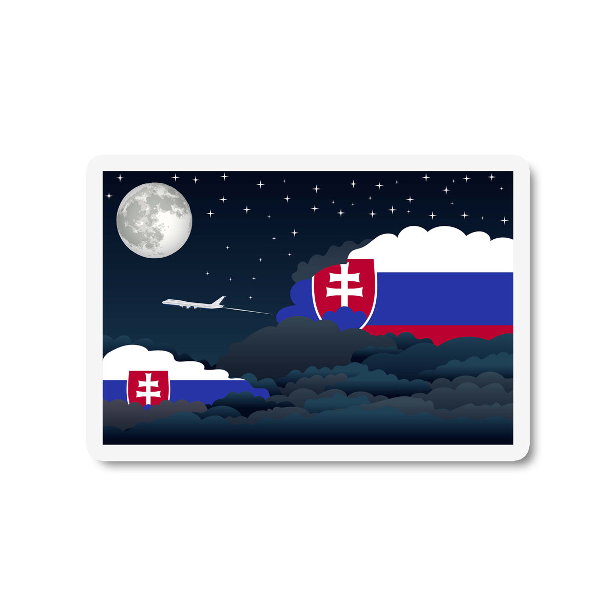 Slovakia Flags Night Clouds Sticker