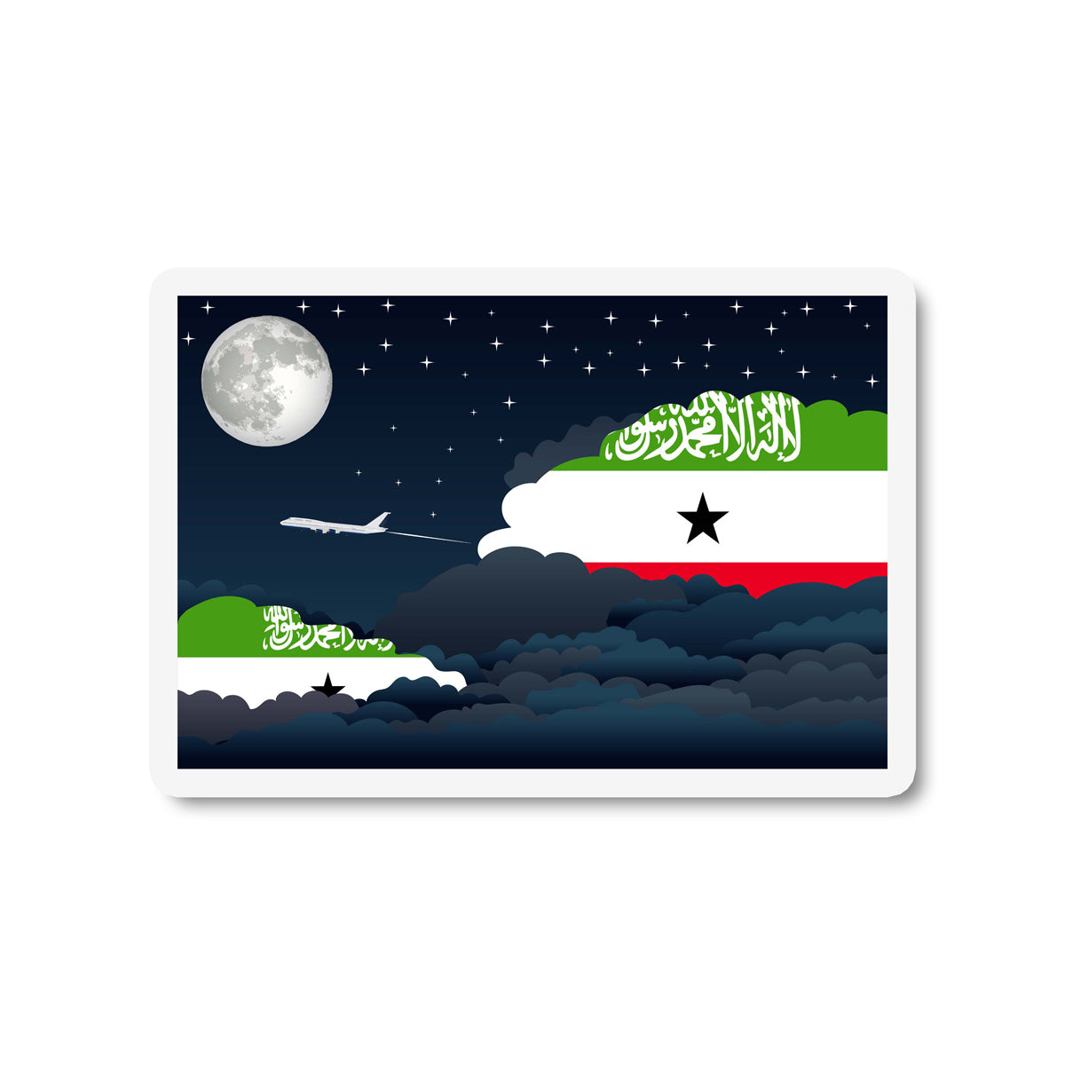 Somaliland Flags Night Clouds Sticker