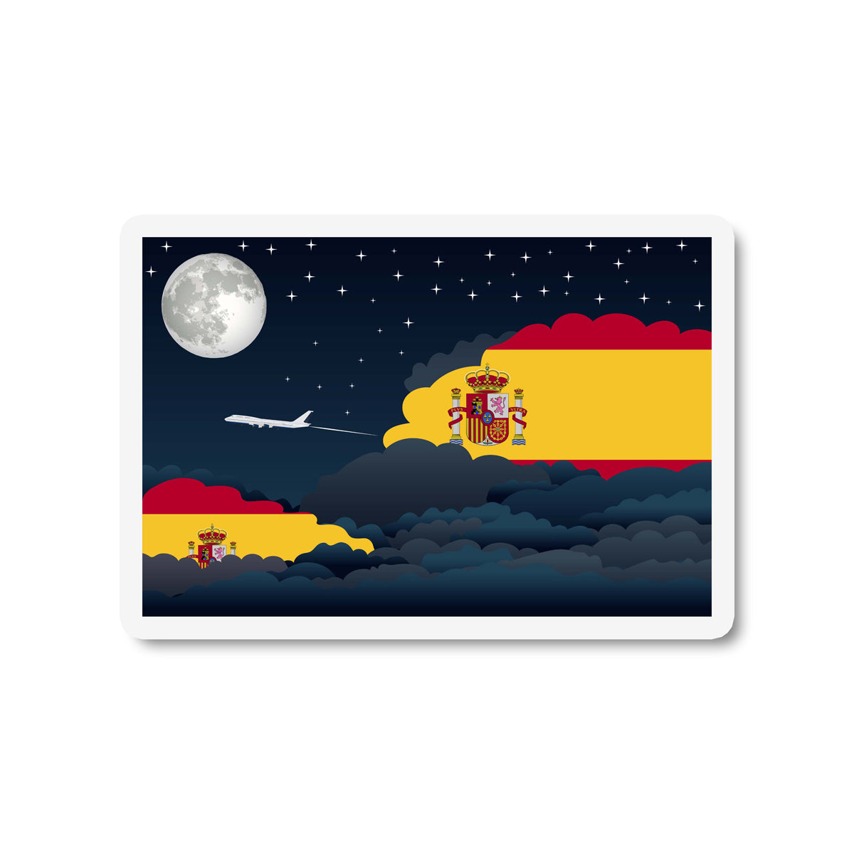 Spain Flags Night Clouds Sticker