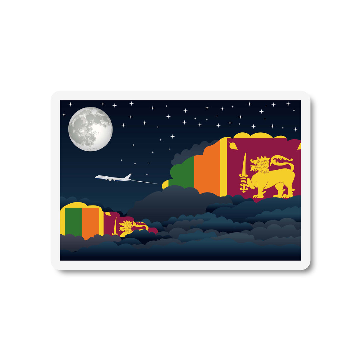 Sri Lanka Flags Night Clouds Sticker