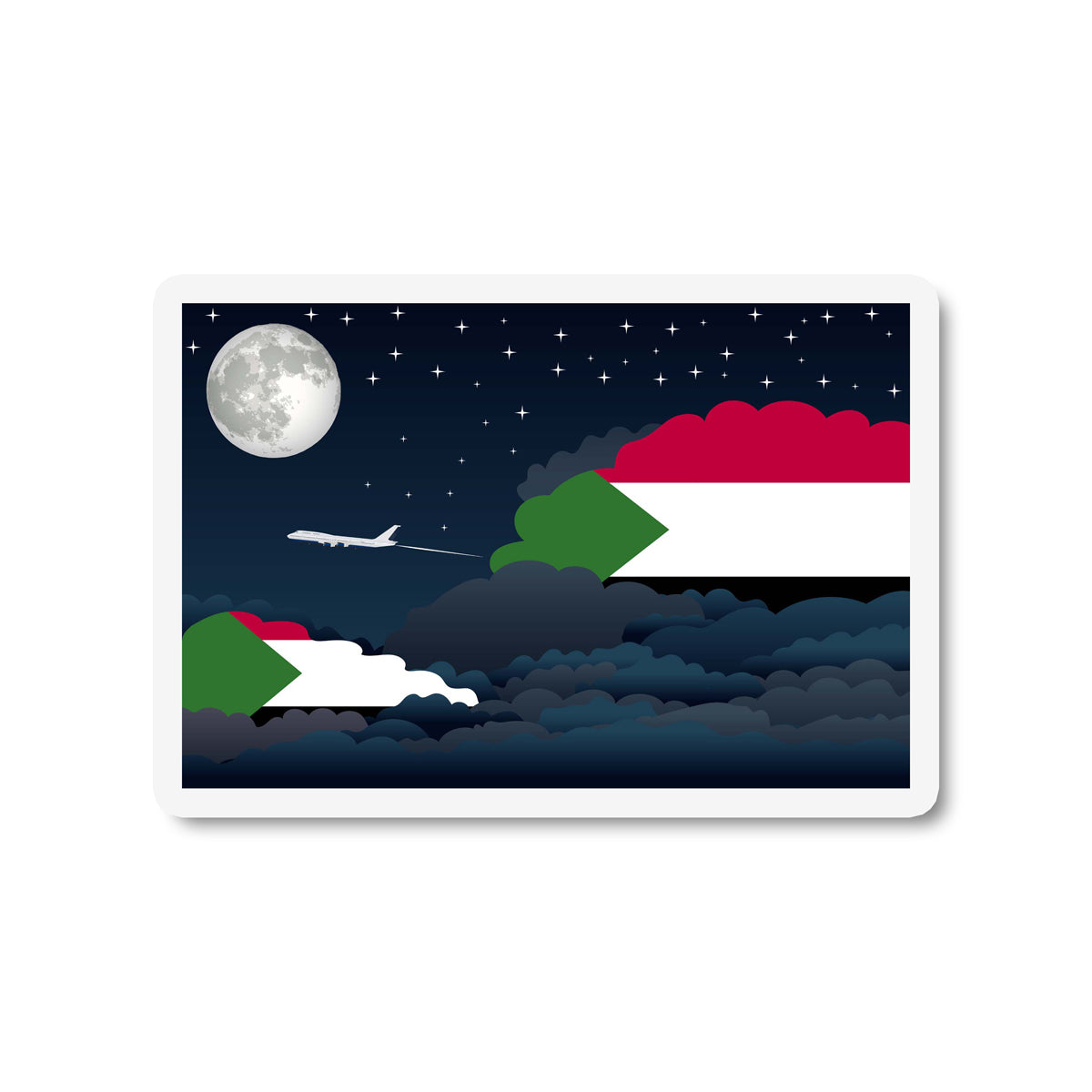 Sudan Flags Night Clouds Sticker