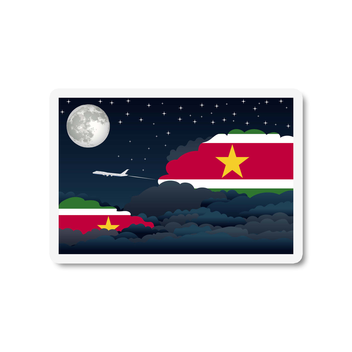 Suriname Flags Night Clouds Sticker