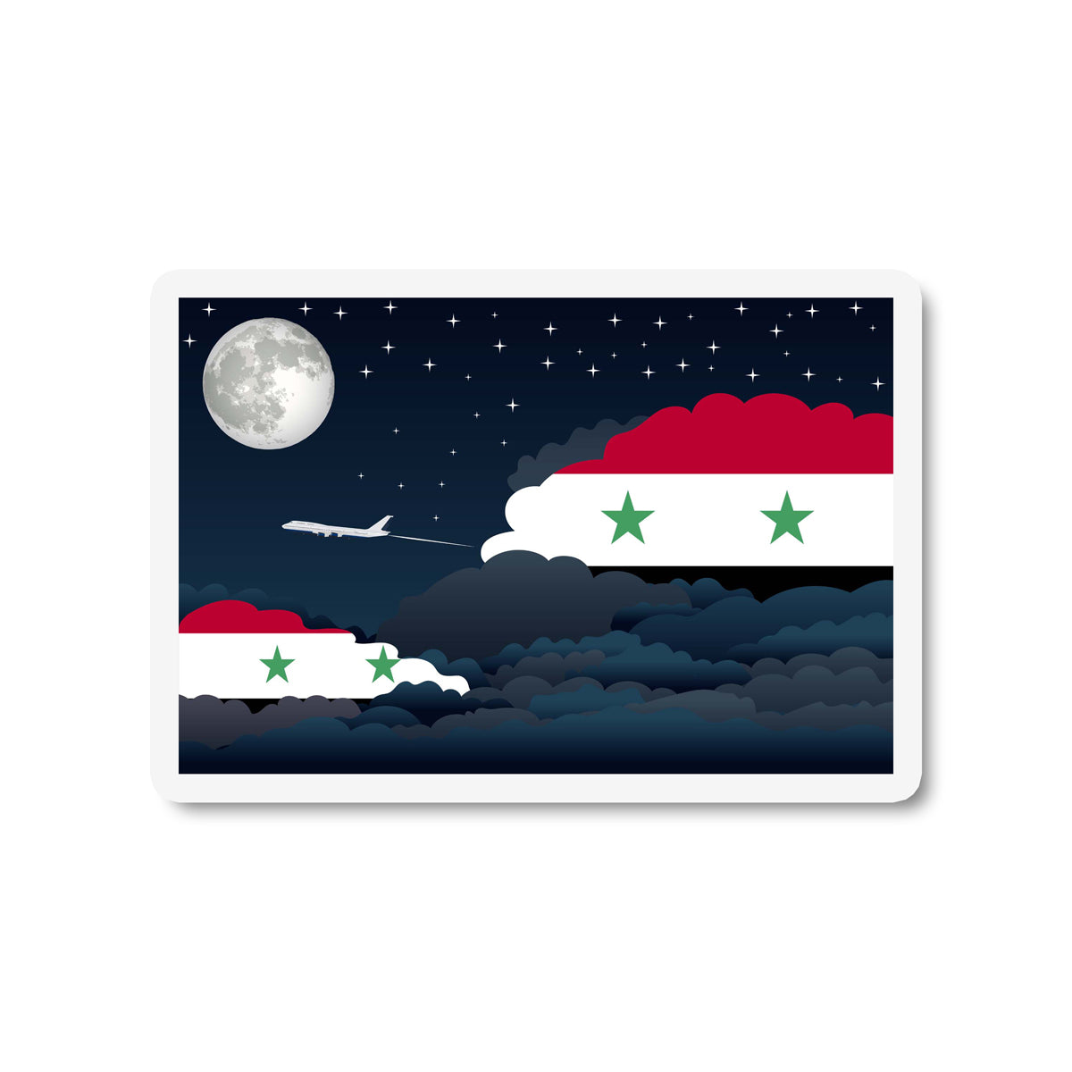 Syria Flags Night Clouds Sticker