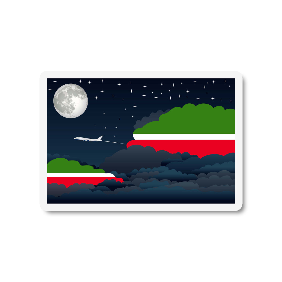 Tatarstan Flags Night Clouds Sticker