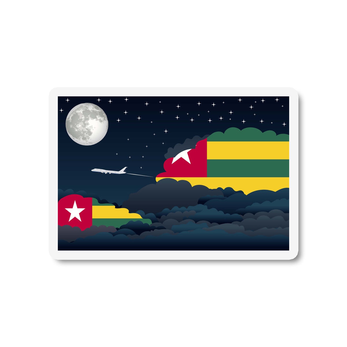 Togo Flags Night Clouds Sticker