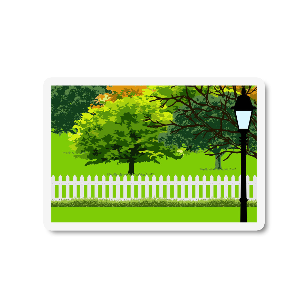 Trees Flag Trees and Street Lamp Sticker