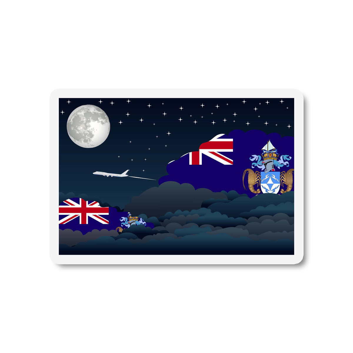 Tristan da Cunha Flags Night Clouds Sticker