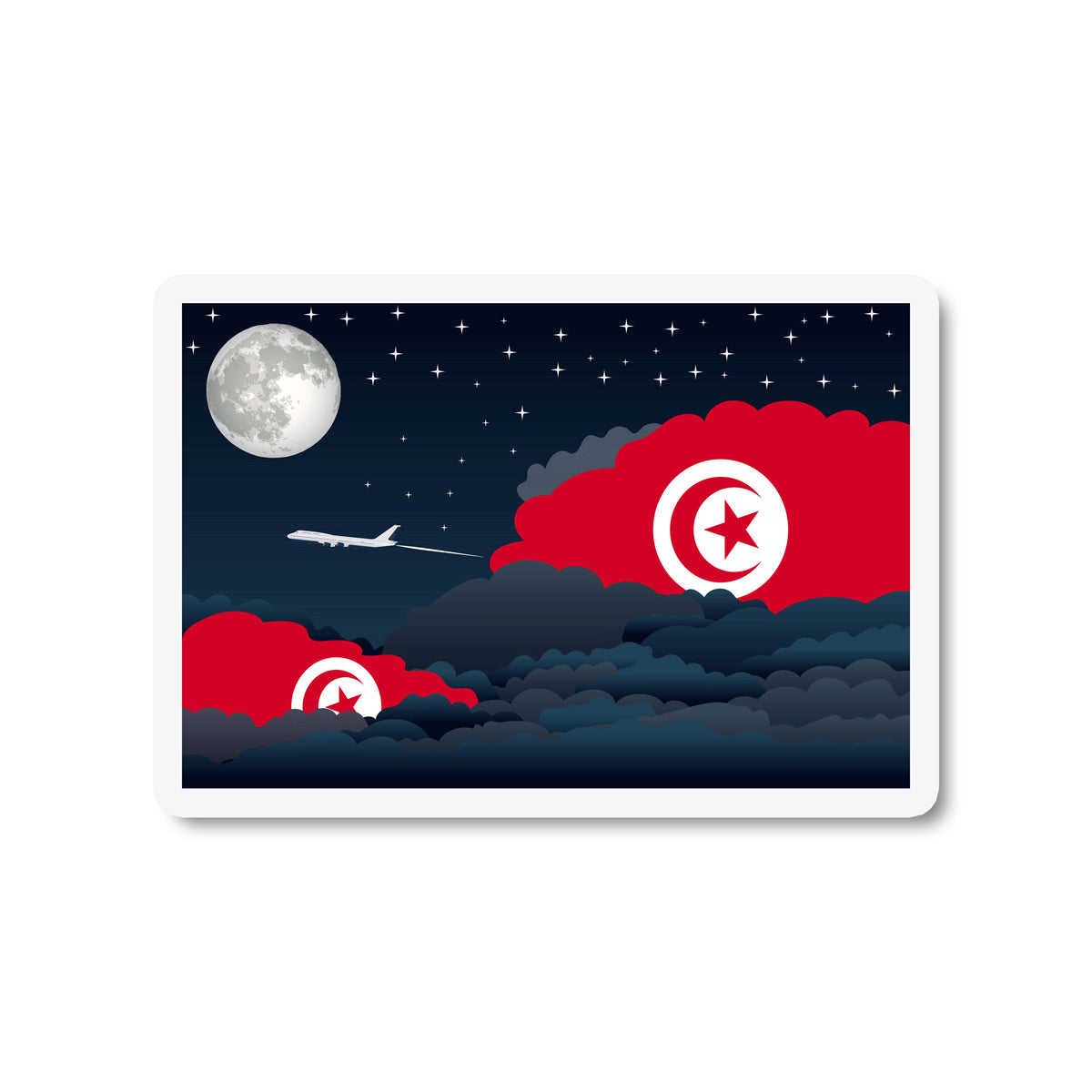 Tunisia Flags Night Clouds Sticker