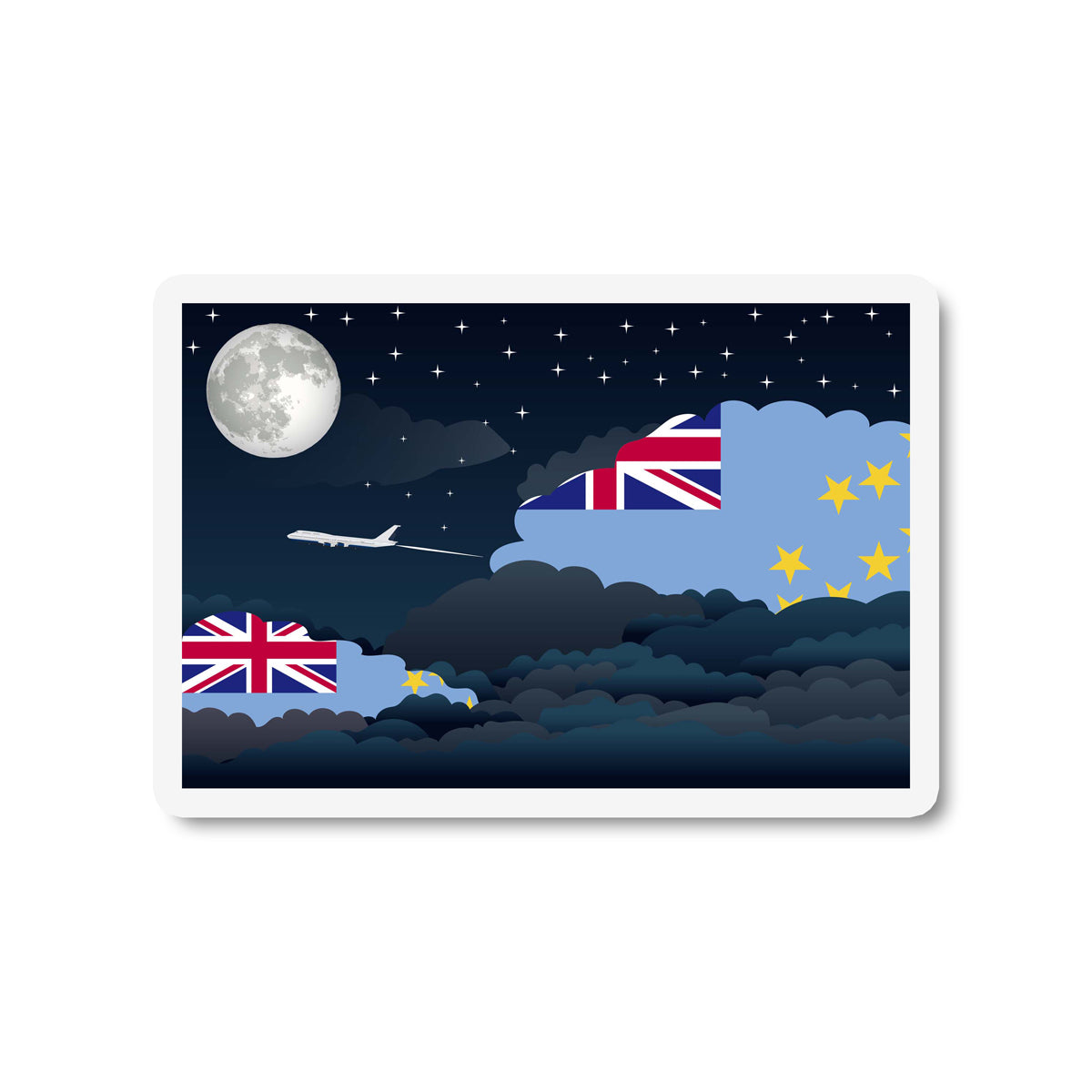 Tuvalu Flags Night Clouds Sticker