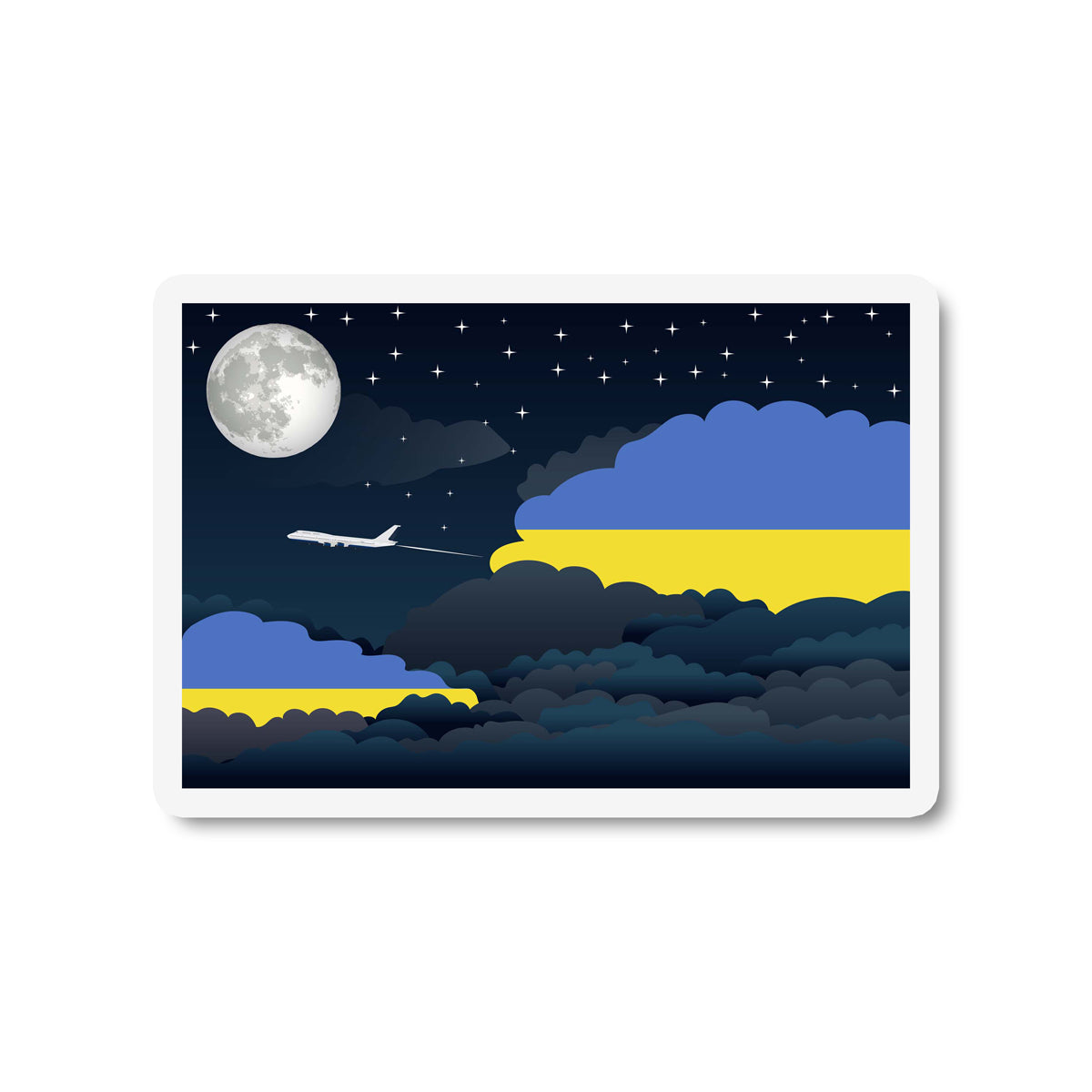 Ukraine Flags Night Clouds Sticker