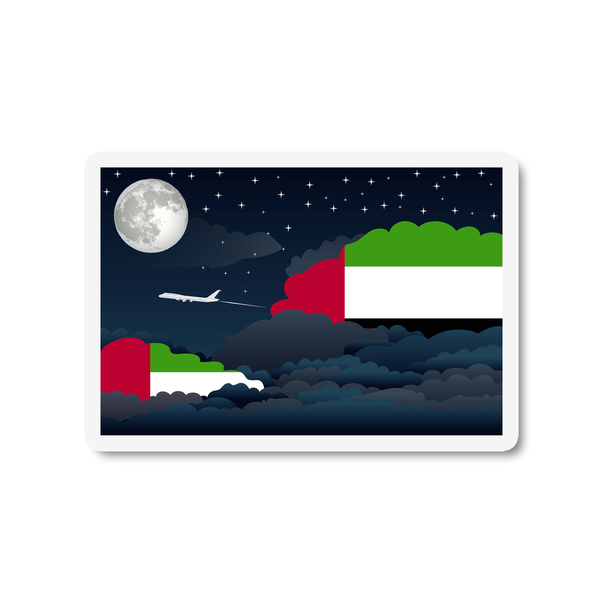 United Arab Emirates Flags Night Clouds Sticker