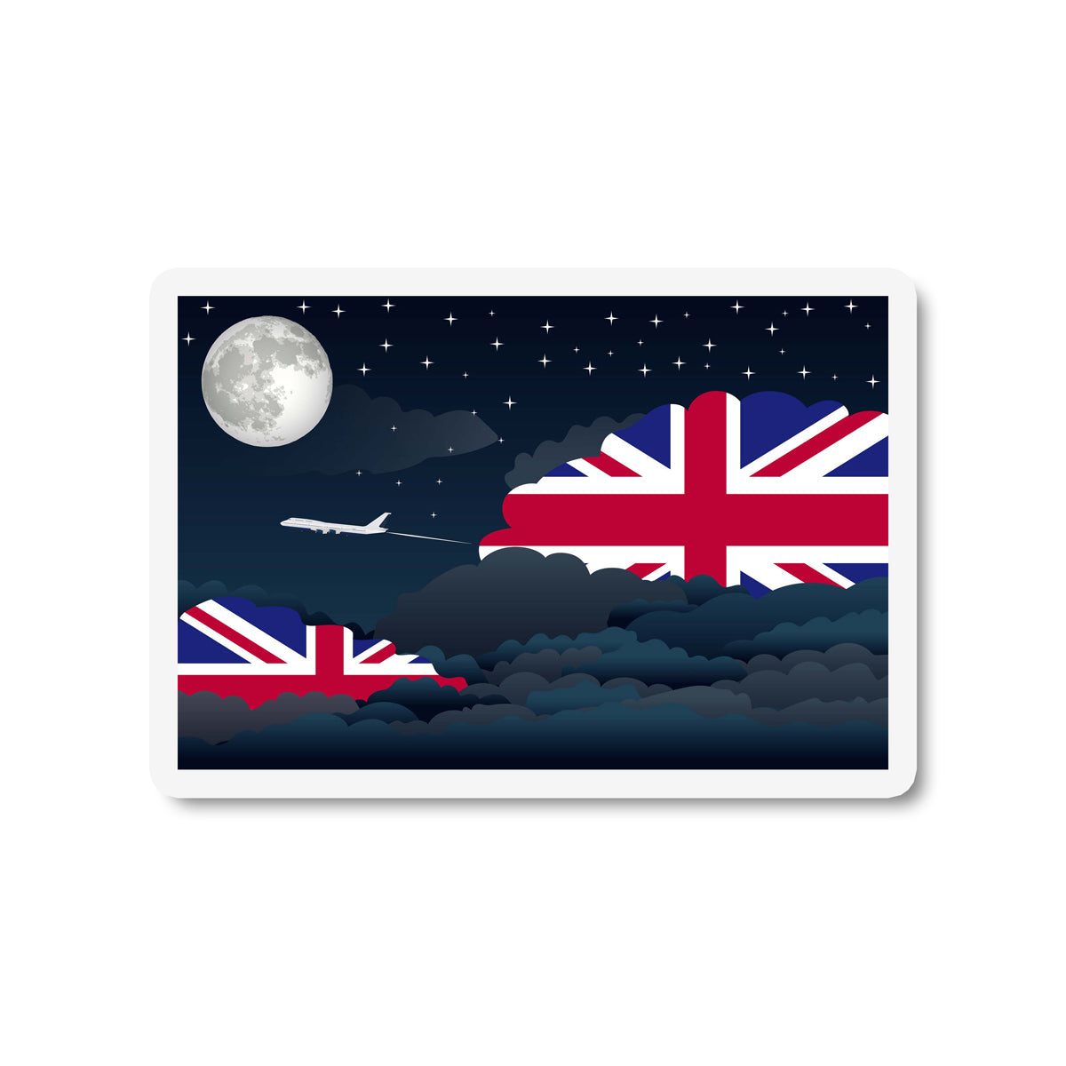 United Kingdom Flags Night Clouds Sticker