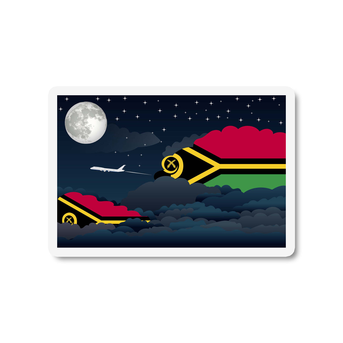Vanuatu Flags Night Clouds Sticker