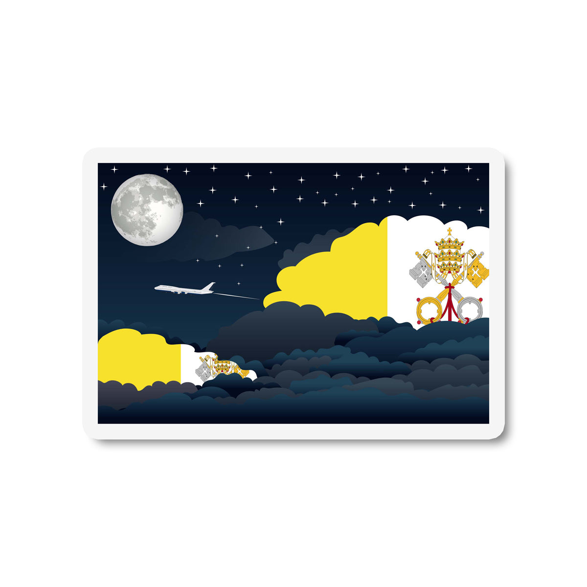 Vatican City Holy See Flags Night Clouds Sticker