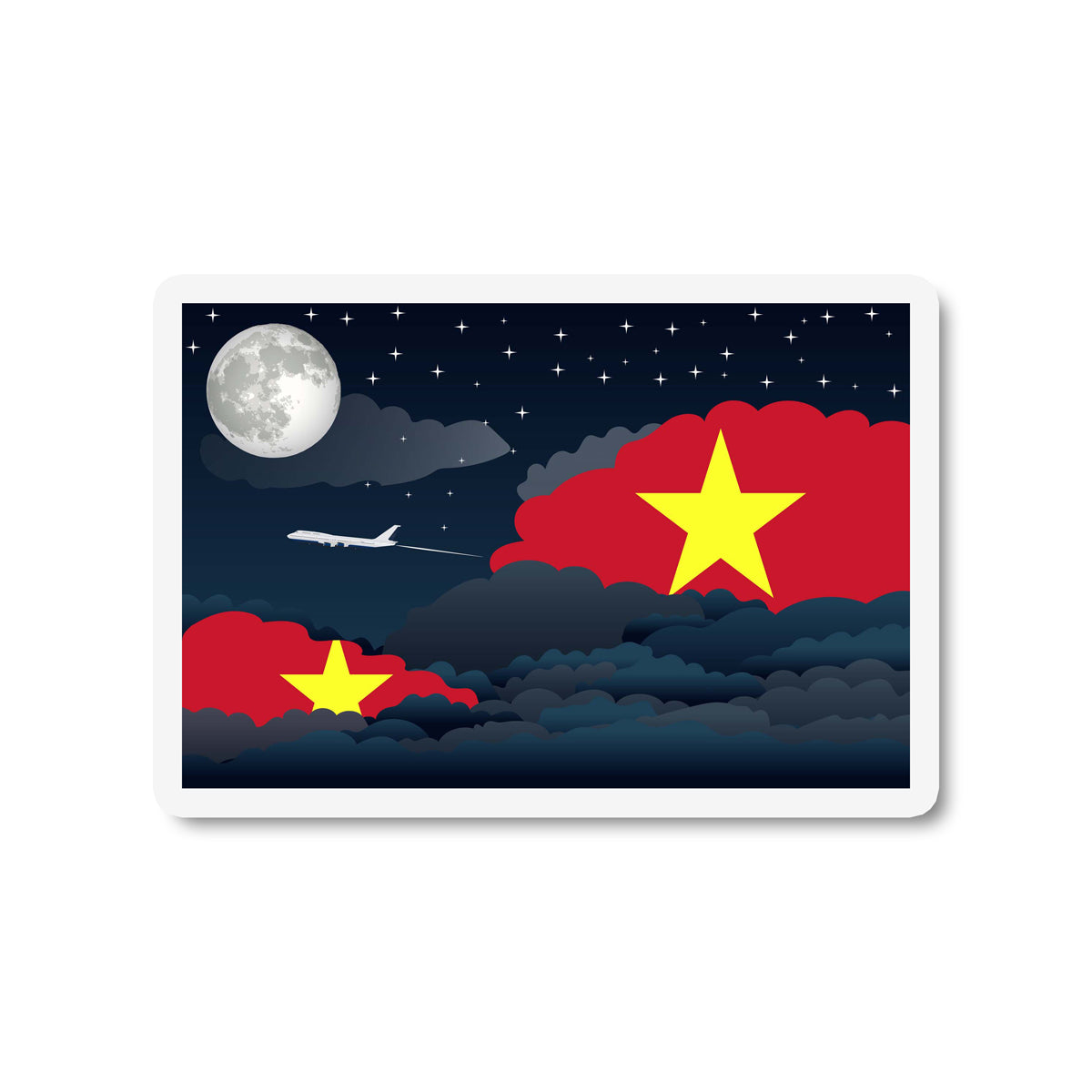 Vietnam Flags Night Clouds Sticker