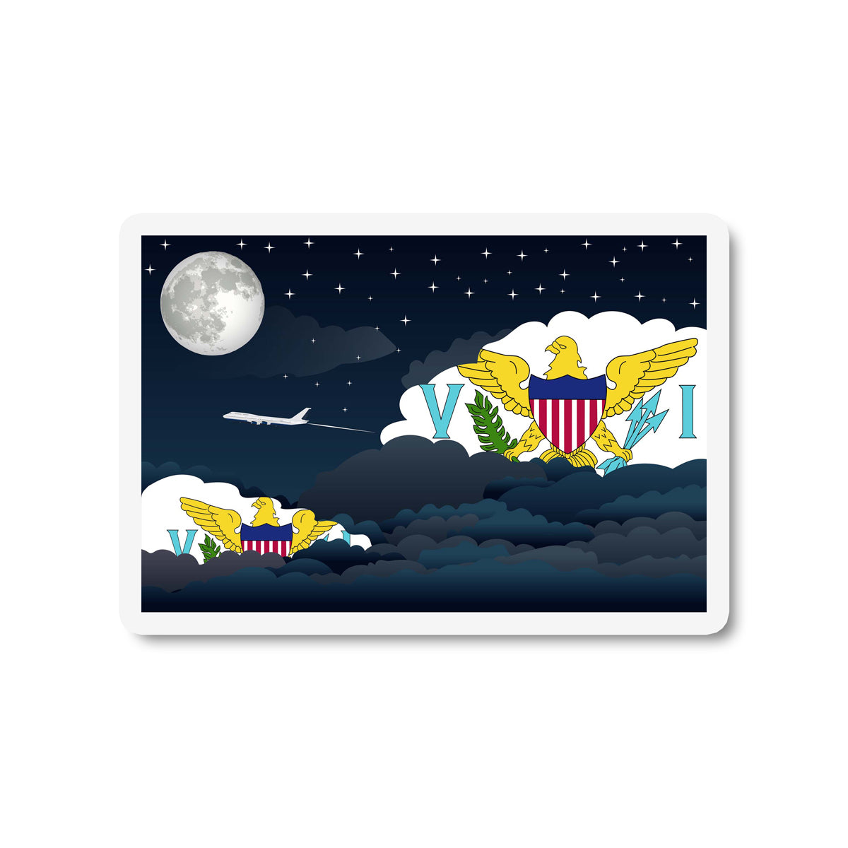 Virgin Islands US Flags Night Clouds Sticker