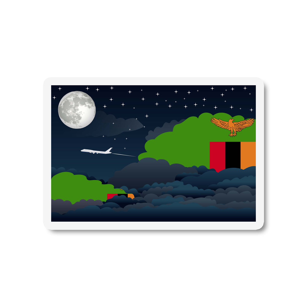 Zambia Flags Night Clouds Sticker