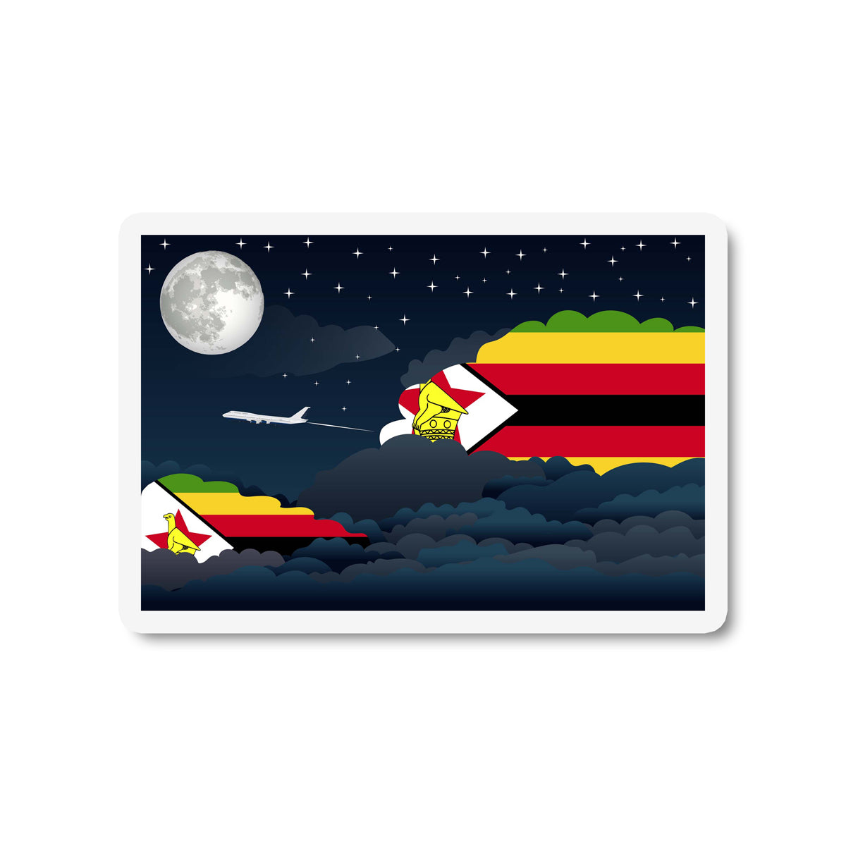 Zimbabwe Flags Night Clouds Sticker
